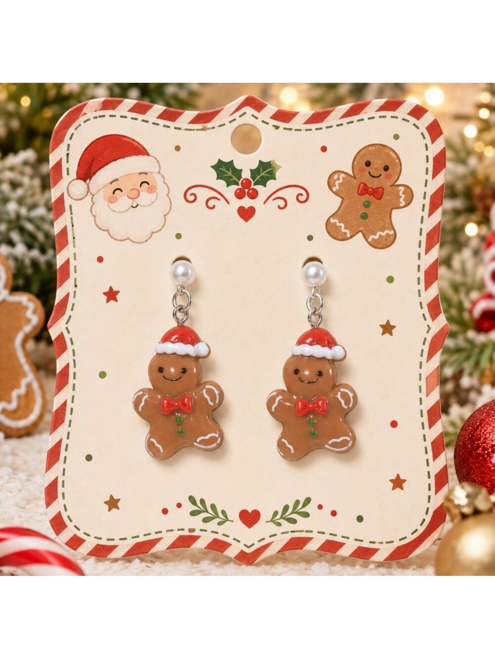 Christmas Gingerbread Men Cookie Earrings